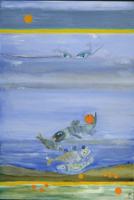 Artist Alexandra Rozenman. 'Fishy Orange Blues' Artwork Image, Created in 2006, Original Painting Oil. #art #artist