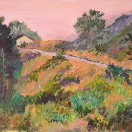 Roz Zinns: 'Afternoon Glow', 2007 Acrylic Painting, Landscape. Artist Description:  Late afternoon sun coloring the landscape ...