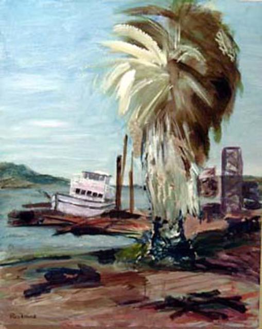 Roz Zinns  'Benicia Boat Yard', created in 2004, Original Collage.