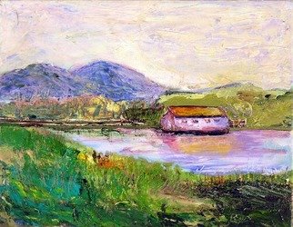 Roz Zinns: 'Boathouse', 2006 Oil Painting, Marine.  View from Benicia, right in from the Golden Gate.  How lovely the area. ...