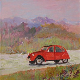 Roz Zinns: 'Citroen 2cv', 2009 Acrylic Painting, Automotive. Artist Description:     Water reflections   ...