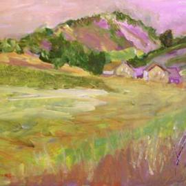 Roz Zinns: 'Diablo Hills', 2004 Acrylic Painting, Landscape. Artist Description: Houses sprinkled among the beautiful hills...