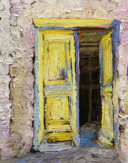 Roz Zinns  'Greek Doorway', created in 2011, Original Collage.