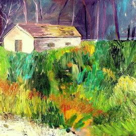 Roz Zinns: 'House in the Woods 2', 2010 Acrylic Painting, Landscape. 