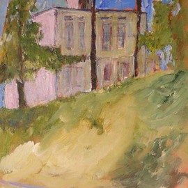 Roz Zinns: 'House on a Hill', 2007 Acrylic Painting, Landscape. Artist Description:  A lovely soft interpretation of the historic John Muir House in Martinez, CA ...