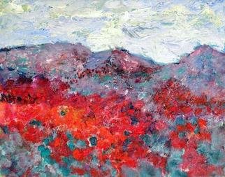 Roz Zinns: 'Iceplant at Bodega Head', 2004 Mixed Media, Landscape. Brilliant colors against a greyed background...