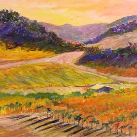 Roz Zinns: 'Indian Summer', 2006 Acrylic Painting, Landscape. Artist Description:  The Autumn colors abound in this view of the wine country. ...