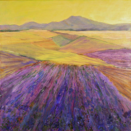 Roz Zinns: 'Lavender', 2010 Acrylic Painting, Landscape. Artist Description:  Lavender fields in France ...
