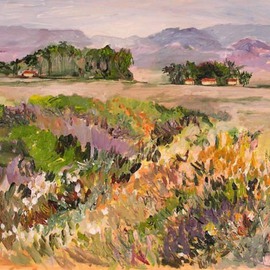 Roz Zinns: 'Midsummer', 2006 Acrylic Painting, Landscape. Artist Description:  Summer in the wine country. ...