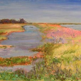 Roz Zinns: 'Migratory Path', 2007 Acrylic Painting, Seascape. Artist Description:  Salt marshes where migratory birds stop to rest in their travels. ...