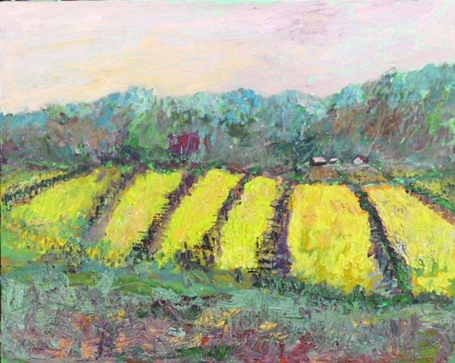 Artist Roz Zinns. 'Mustard Among The Vines' Artwork Image, Created in 2009, Original Collage. #art #artist
