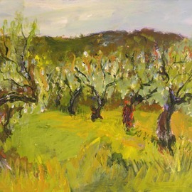 Roz Zinns: 'Old Vines', 2006 Acrylic Painting, Landscape. Artist Description:  Old vines on a Spring day. ...