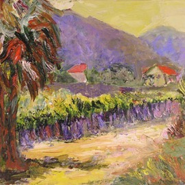 Roz Zinns: 'Sun in the Vineyard', 2006 Acrylic Painting, Landscape. Artist Description:  The California vineyards are alive with color and evoke a feeling of renewal. ...