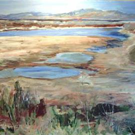 Roz Zinns: 'Wetlands', 2003 Acrylic Painting, Landscape. Artist Description: A peaceful rendition of San Francisco Bay wetlands in blues and browns.   ...