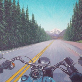 Robert Jessamine Artwork Motorcycling on Country Roads, 2012 Oil Painting, Transportation