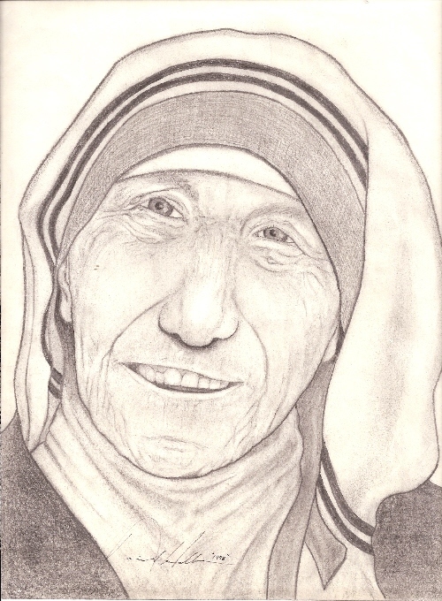 Mother Teresa Handmade Sketch On A4 Size Paper-saigonsouth.com.vn