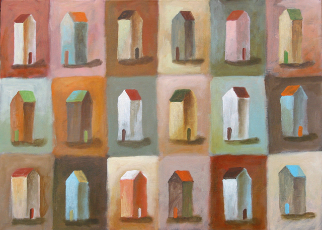 Alberto Ruggieri  '18 Houses', created in 2006, Original Painting Acrylic.