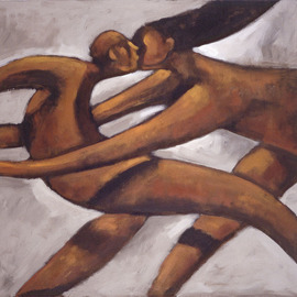 Alberto Ruggieri: 'embrace', 2000 Acrylic Painting, Figurative. Artist Description: square, psiche, material, lovers, couple , love...