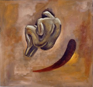 Alberto Ruggieri: 'hanging man', 2000 Acrylic Painting, Figurative.   square, psiche, material,  man, surreal, brown ...
