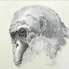 Elena Zorina: 'Sight', 2015 Acrylic Painting, Animals. Artist Description:  monkey, animal, wild animal, symbol of the year, snow man ...