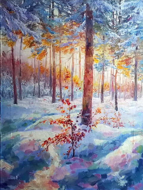 Elena Zorina  'Paints Of Winter', created in 2017, Original Painting Acrylic.