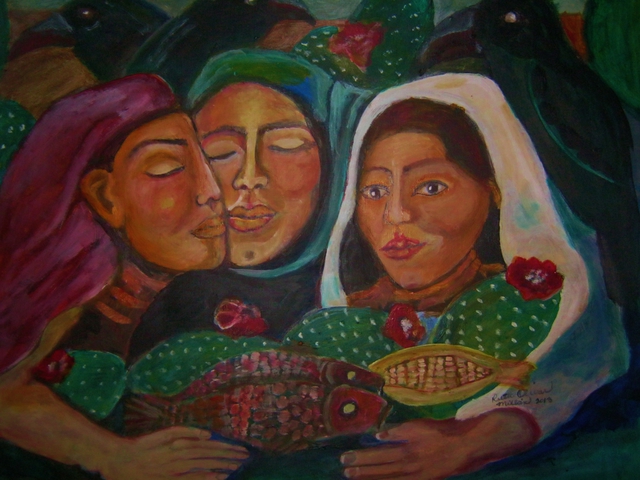 Ruth Olivar Millan  'Hermanas Sisters', created in 2013, Original Painting Acrylic.