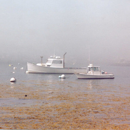 Ruth Zachary: 'Silver And Gold', 2012 Color Photograph, Seascape. Artist Description: Silver And Gold because the lobster boats and the sea are silvery and the sea weed is golden.  The harbor of Monhegan Island, Maine.  ...