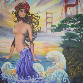Sabrina Michaels: 'San Francisco Moment', 2007 Oil Painting, Psychedelic. Artist Description:  This painting is a blissful merging of styles. Its composition consists of art nouveau, fantasy, psychedelic and asian art styles. ...