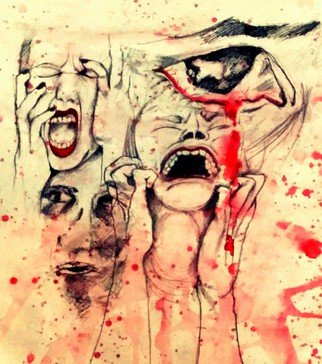 Sadia Mazher: 'The pain which stays', 2016 Artistic Book, Expressionism.  This work is about the pain that an abused woman face her entire life. The frustration that kills her. . The guilt and shame and taking all the blame on her self! ! Where on the other hand the culprit still stays near her  ...