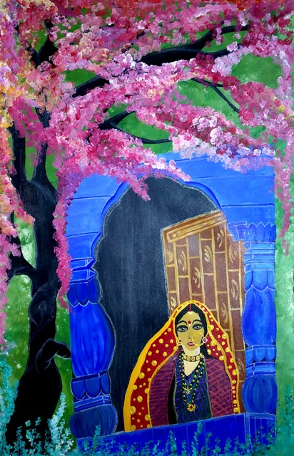 Artist Deepti Tripathi. 'Pahari Beauty' Artwork Image, Created in 2018, Original Painting Ink. #art #artist