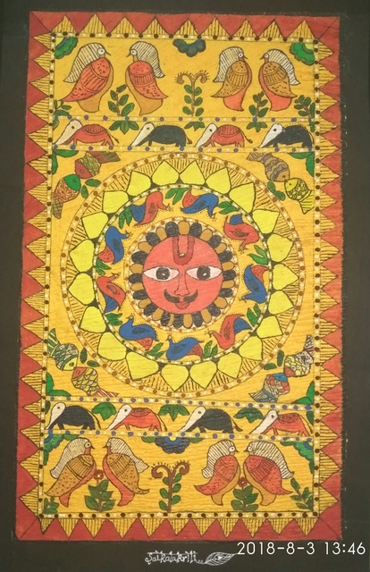 Deepti Tripathi  'Sun Power', created in 2018, Original Painting Ink.