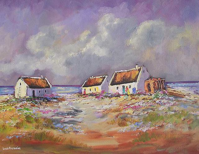 Artist Louis Pretorius. 'Fishermans Cottages' Artwork Image, Created in 2012, Original Painting Acrylic. #art #artist