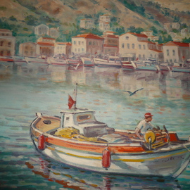Nermin Alpar: 'fishers', 2009 Oil Painting, Sea Life. 