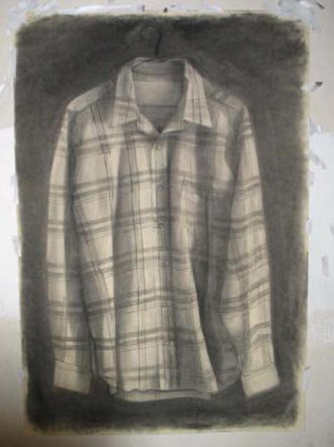 Salvatore Victor  ' Stripedshirt', created in 2005, Original Drawing Charcoal.