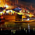 festival night varanasi ghat By Samiran Sarkar