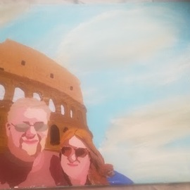 Samantha Bull: 'colloseum by day', 2019 Acrylic Painting, Travel. Artist Description: I went to Europe for the first time in August 2018 and the beauty of Rome was so inspiring.  ...