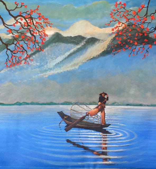 Artist Sandra Tingalay. 'Lake Placid And Leg Rowers 8' Artwork Image, Created in 2021, Original Painting Acrylic. #art #artist