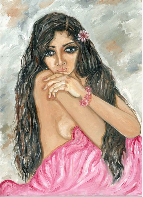 Artist Sangeetha Bansal. 'Beautiful Woman Waiting For Lover ' Artwork Image, Created in 2013, Original Mixed Media. #art #artist