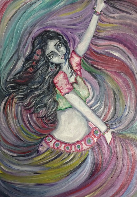 Sangeetha Bansal  'Dancing With Colors', created in 2013, Original Mixed Media.