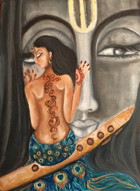 Artist Sangeetha Bansal. 'Flute Of Love ' Artwork Image, Created in 2015, Original Mixed Media. #art #artist