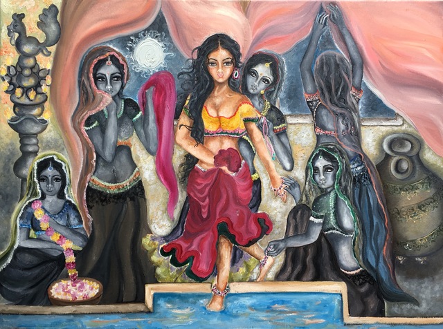 Artist Sangeetha Bansal. 'Bath' Artwork Image, Created in 2016, Original Mixed Media. #art #artist