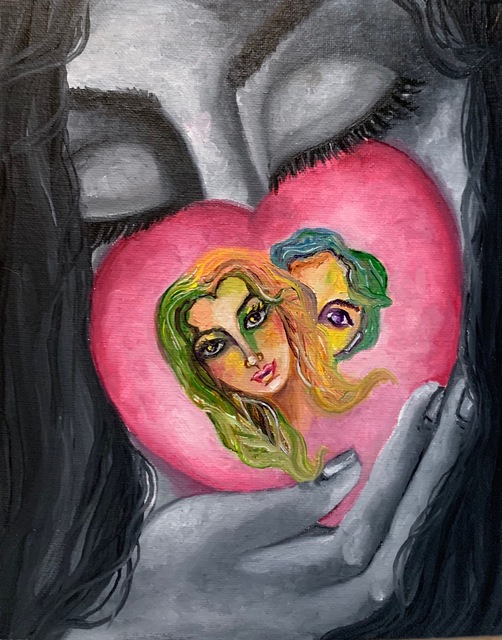 Artist Sangeetha Bansal. 'Color My Heart With Love' Artwork Image, Created in 2019, Original Mixed Media. #art #artist