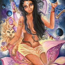 Sangeetha Bansal: 'third eye chakra goddess', 2018 Oil Painting, Spiritual. Artist Description: The third eye chakra, is also known as the aEUR~ajnaaEURtm chakra. This is the sixth chakra, but being my favorite, it gets depicted first The gift of this chakra is seeing- both inner and outer worlds. ItaEURtms located at the base of the nose, between the brows. ...