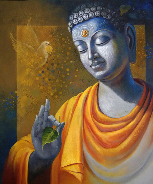 Sanjay Lokhande  'Budhha Wisdom', created in 2016, Original Painting Oil.