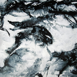 Carol Santora: 'Wind Horse', 2020 Acrylic Painting, Horses. Artist Description: Abstract horse painting, black and white expressionist series...