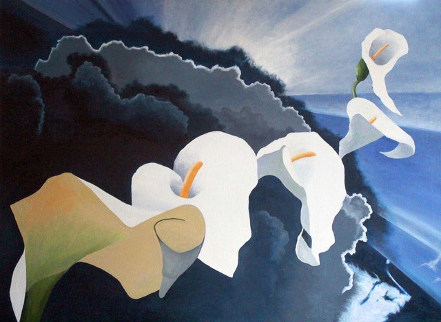 Sarah Longlands  'Arums After The Storm', created in 2012, Original Painting Acrylic.
