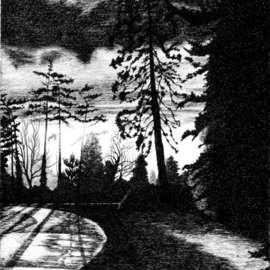 Sarah Longlands: 'Sunset after the Storm', 2009 Ink Drawing, Ethereal. Artist Description: One of 13 ink drawings which were used in the sonnet sequence, The Uncompliant Stranger published by David Wheldon in 2009.Also available as a giclee print. ...