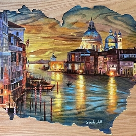 Sarah Wall: 'a look into venice', 2022 Oil Painting, Landscape. Artist Description: Beautiful Venice landscape oil painting on wood...