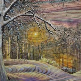 Sarah Wall: 'after the snow', 2022 Oil Painting, Seasons. Artist Description: Beautiful serene snow scene, oil and acrylic on wood. ...