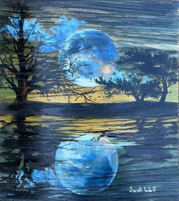 Artist Sarah Wall. 'Blue Moon' Artwork Image, Created in 2022, Original Painting Oil. #art #artist